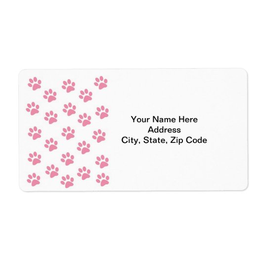Cat Pink Paw Prints Labels (Vorne)