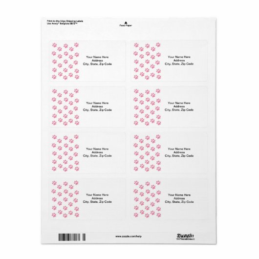 Cat Pink Paw Prints Labels (Vorne)