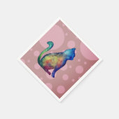 Cat Pink White Standard Cocktail Papier Napkins Serviette (Ecke)