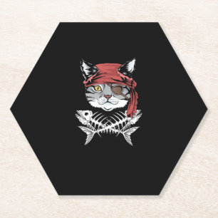 Cat Pirate Funny Cat Pirate Halloween Untersetzer