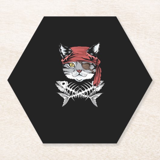 Cat Pirate Funny Cat Pirate Halloween Untersetzer (Vorderseite)