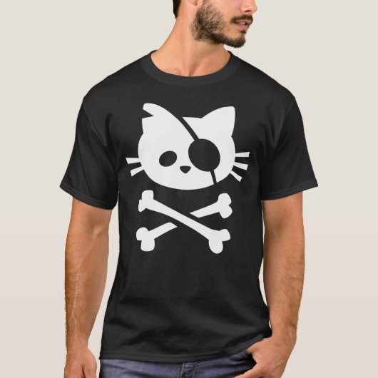 Cat Pirate Jolly Roger Flag Skull and Crossbones T T-Shirt (Vorderseite)