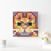 Cat pixelart, Pixel Art  Quadratische Wanduhr (Zuhause)