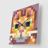 Cat pixelart, Pixel Art  Quadratische Wanduhr (Winkel)