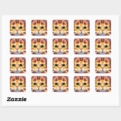 cat Pixelart, Pixel Art Quadratischer Aufkleber (Blatt)