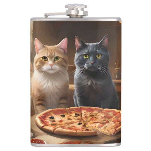 Cat Pizza Night, Flachmann (Vorderseite)