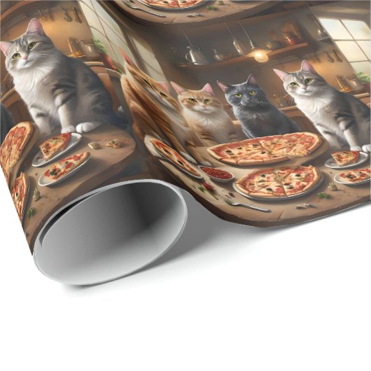 Cat Pizza Night, Geschenkpapier (Rolleneckpunkt)