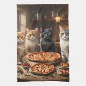 Cat Pizza Night, Geschirrtuch (Vertikal)