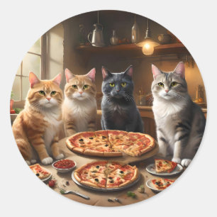 Cat Pizza Night, Runder Aufkleber