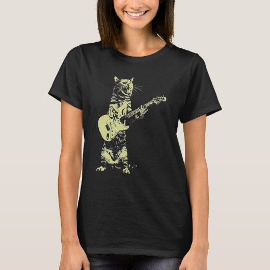 Cat Play Guitar T-Shirt (Vorderseite)