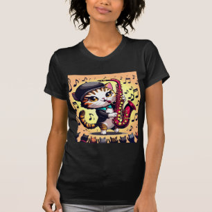 Cat play Jazz music on Saxophone T-Shirt
