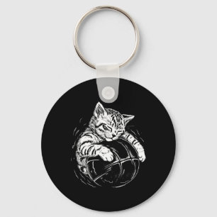 Cat Player schläft auf bysketbyll-Kätzchen Haustie Schlüsselanhänger