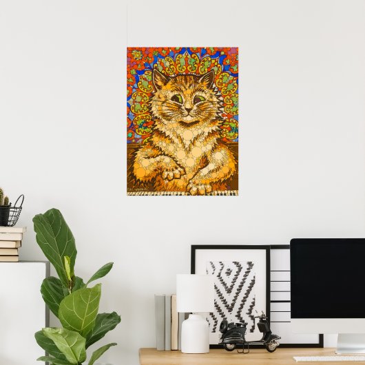 Cat Playing a Piano, Psychedelic - Nach Louis Wain Poster (Heimbüro)