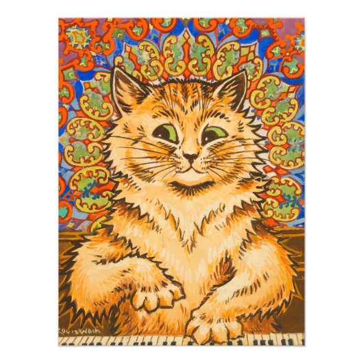 Cat Playing a Piano von Louis Wai Fotodruck (Vorne)