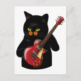Cat Playing Acoustic Gitarre Cool Musiker Gitarre Postkarte