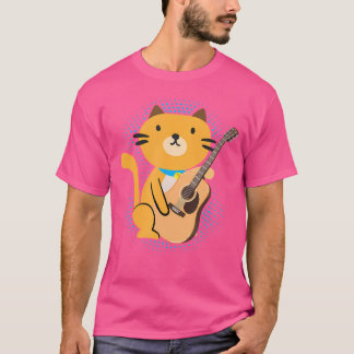 Cat Playing Acoustic Gitarre Cool Musiker Gitarre T-Shirt