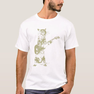 Cat Playing Acoustic Gitarre Cool Musiker Gitarre T-Shirt