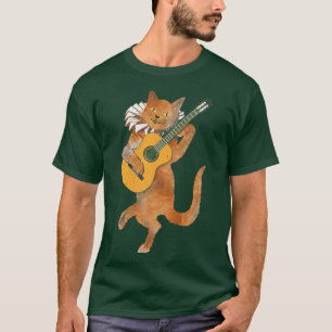 Cat Playing Acoustic Gitarre Cool Musiker Gitarre T-Shirt