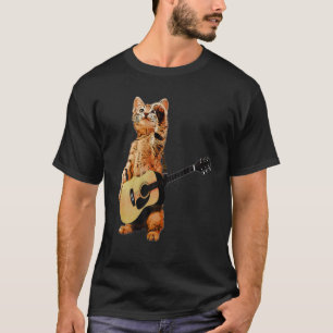 Cat Playing Acoustic Gitarre Cool Musiker Gitarre T-Shirt