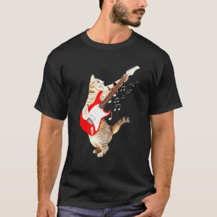 Cat Playing Acoustic Gitarre Cool Musiker Gitarre T-Shirt