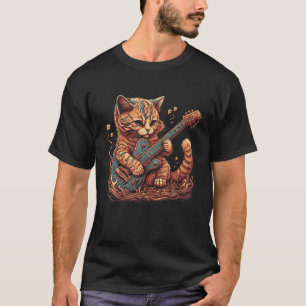 Cat Playing Acoustic Gitarre Kittens Rock Gitarris T-Shirt