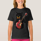 Cat Playing akustische Gitarre Girl T-Shirt (Vorderseite)