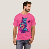 Cat Playing auf akustische Gitarre T-Shirt (Vorne ganz)