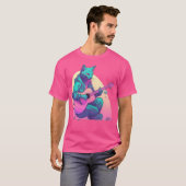 Cat Playing auf akustische Gitarre T-Shirt (Vorne ganz)