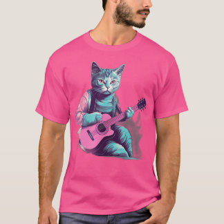 Cat Playing auf akustische Gitarre T-Shirt