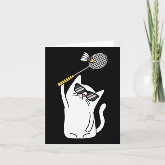 Cat Playing Badminton Shuttle Player Lover Coach G Karte (Vorderseite)