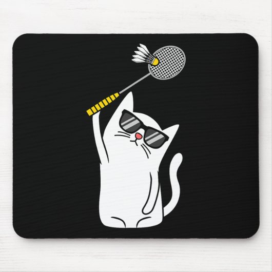 Cat Playing Badminton Shuttle Player Lover Coach G Mousepad (Vorne)