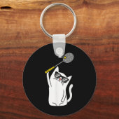 Cat Playing Badminton Shuttle Player Lover Coach G Schlüsselanhänger (Vorderseite)
