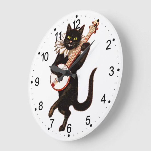 Cat playing Banjo Große Wanduhr (Winkel)