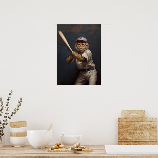 Cat Playing Baseball Poster (Küche)