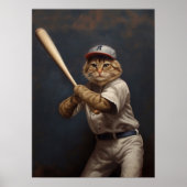 Cat Playing Baseball Poster (Vorne)