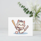 Cat playing baseball postkarte (Stehend Vorderseite)