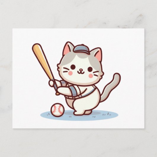 Cat playing baseball postkarte (Vorderseite)