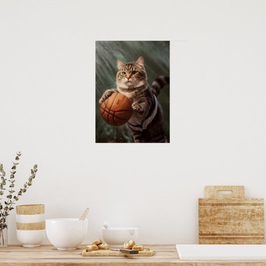 Cat Playing Basketball Poster (Küche)