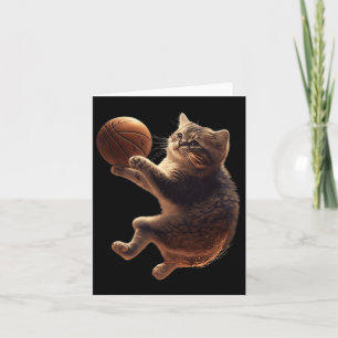 Cat Playing Bysketbyll Spaß Katzen Mama Meow Kitty Karte