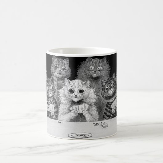 Cat Playing Card, Louis Wain Kaffeetasse (Mittel)