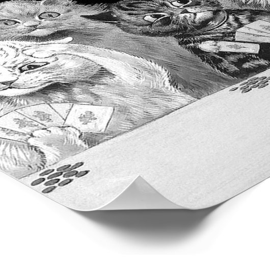 Cat Playing Card, Louis Wain Poster (Ecke)