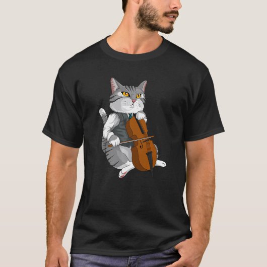 Cat Playing Cello Violin musical instrument T-Shirt (Vorderseite)