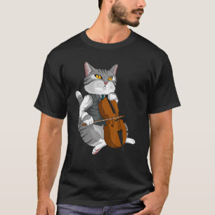 Cat Playing Cello Violin Musikinstrument T-Shirt