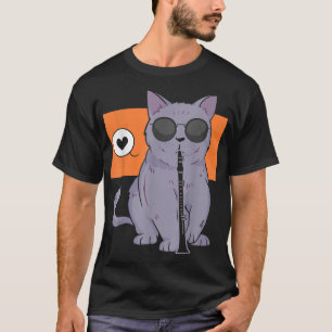 Cat Playing Clarinet Kitty Marching Band Clarinet T-Shirt