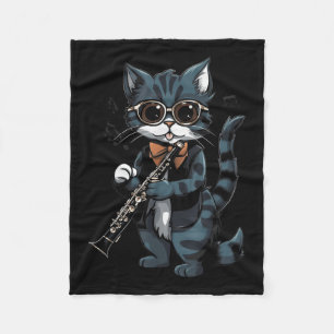 Cat Playing die Klarinette Musik Grafik-T-Shirts f Fleecedecke
