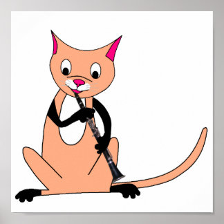 Cat Playing die Klarinette Poster