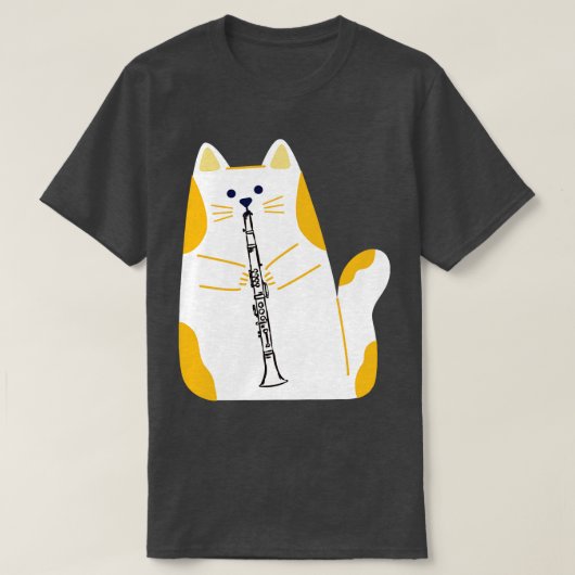 Cat Playing die Klarinette T-Shirt (Design vorne)