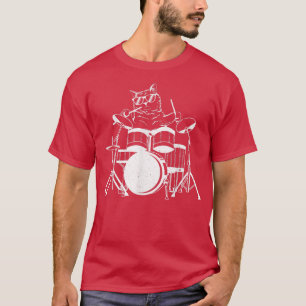Cat Playing Drum Cat Musician Musik Lover Cat Drum T-Shirt