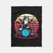 Cat Playing Drums Drummer Novelty Music Lover Funn Fleecedecke (Vorderseite)