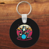 Cat Playing Drums Drummer Novelty Music Lover Funn Schlüsselanhänger (Vorderseite)